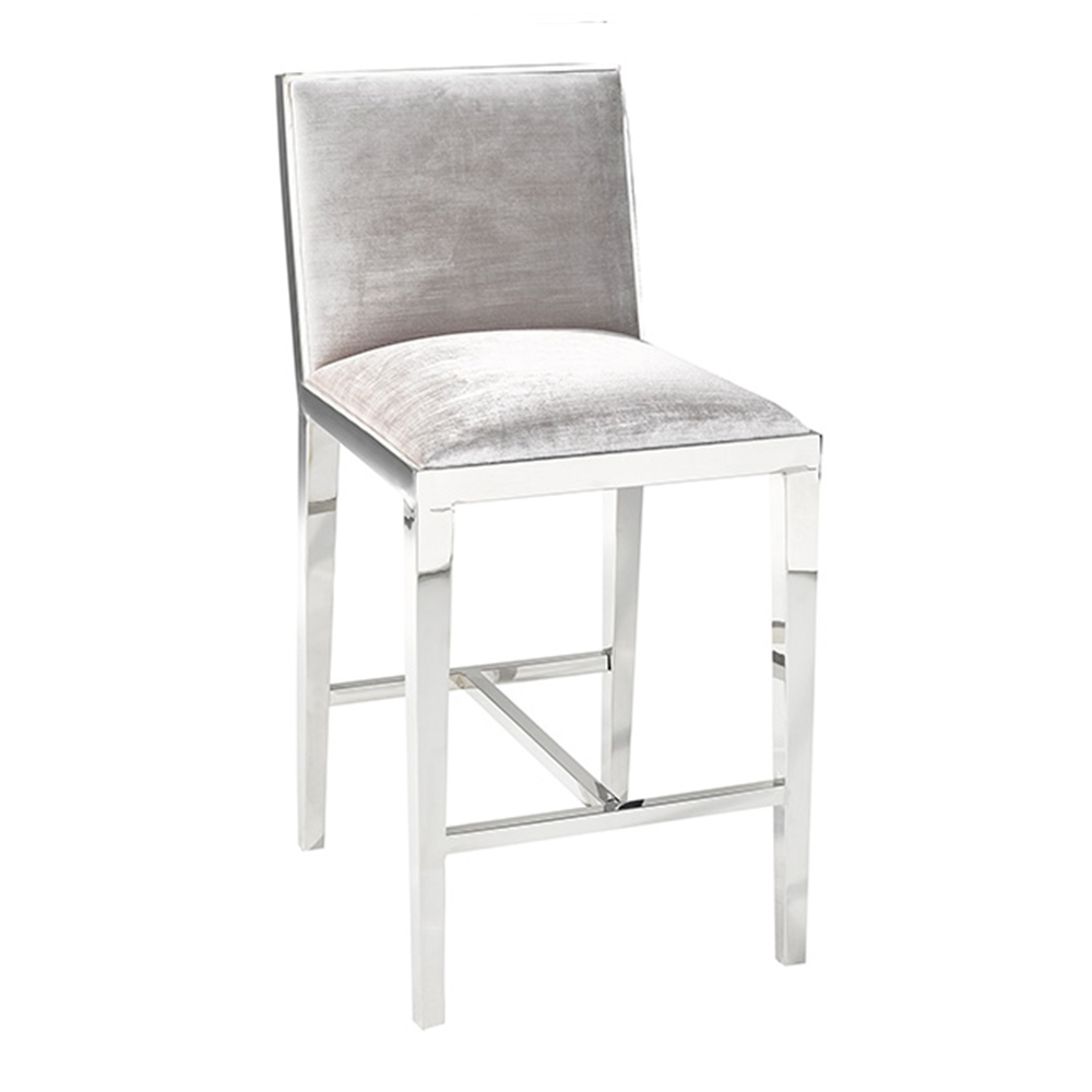 Emario Grey Velvet Kitchen Counter Chair